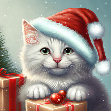 Santa and cats 2025