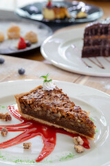 Typical peruvian food and drinks, pecan pie