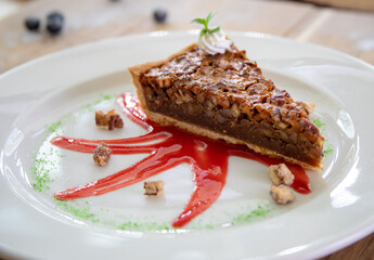 Typical peruvian food and drinks, pecan pie