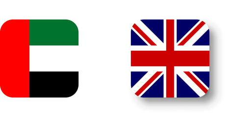 United Kingdom of Great Britain and Northern Ireland flag - flat vector square with rounded corners and dropped shadow.