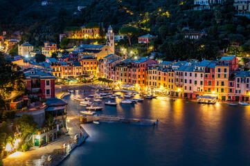 Townscape of Portofino by night