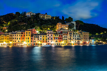 Townscape of Portofino by night