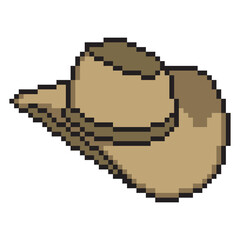 Fototapeta premium Cowboy hat pixel art on white background