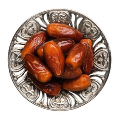Traditional Turkish dates fruits on the beautiful plate