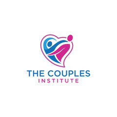 People couple or human love care logo design. Two connected people in heart shape