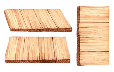 Watercolor wood plank board background label. Perfect as a table, background for items. Hand draw illustration
