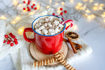 Christmas hot chocolate with marshmallow