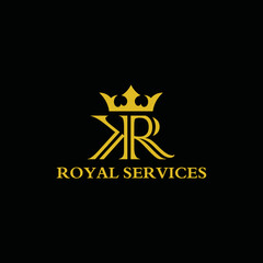 Letter KR crown logo vector illustration template.
