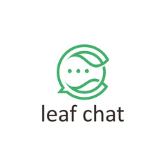 Leaf chat logo design vector. Nature leaf chat logo design. Eco Forum or Community Logo Template, Icon, Symbol