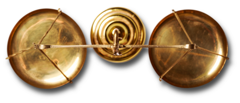 Vintage scales on table, close-up view