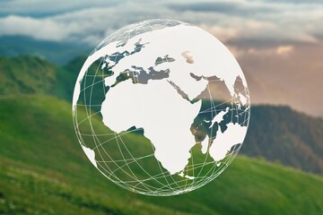 World's globe on green nature background