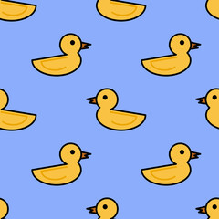 seamless pattern with yellow bathtub ducks