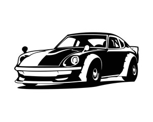 Japanese classic sports car logo isolated on a white background side view. vector illustration available in eps 10.