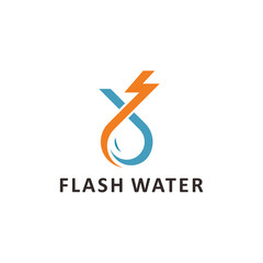 Thunder and Water Drop Logo. Power Drop water Logo, Instant Drop Logo, Energy Drop. Energy Flash Water Logo design.