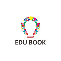 book logo design inspiration colorful with lamp design logo