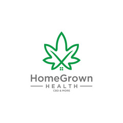 elegant home with cannabis weed logo concept
