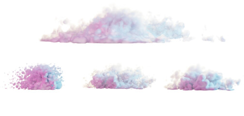 Clouds, 3d rendering. Set of Fluffy Clouds, on a transparent background. Realistic pink clouds