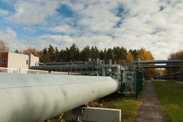 pipeline, metal pipes in the photo close-up