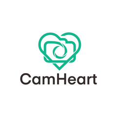 Camera Love Logo Template Vector Symbol Design