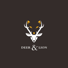 head abstract deer with lion logo design