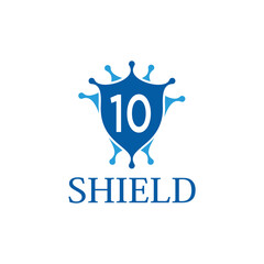 10 years warranty shield label icon badge design