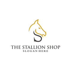 letter s with horse logo design vector silhouette illustration