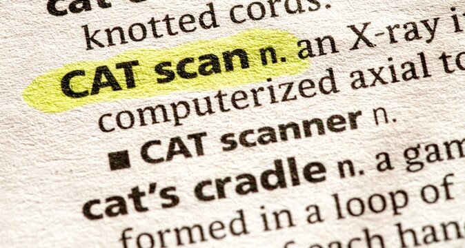 Close up photo of the words cat scan