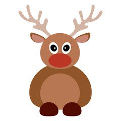 Simple flat brown deer with red nose 