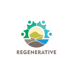 Creative illustration of plant seeds and people group Tree nature landscape logo design