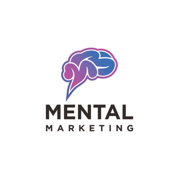 letter mm with brain mental marketing logo design