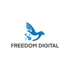 bird with digital hand wings logo design