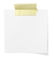 Close up of white note paper on white background with clipping path