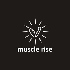 Dumbbells lifting with a muscular arm. weight lifting. Gym logo. Flat minimalist design