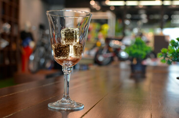 Glass of water is healthy drinking water.