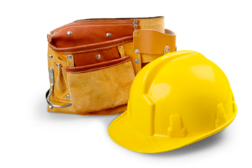 Tool Belt and Yellow Helmet