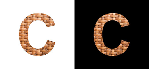 Uppercase Letter C - Synthetic Rattan Background