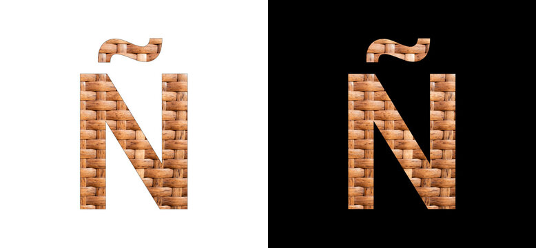 Alphabet Letter Ñ - Synthetic Rattan Background