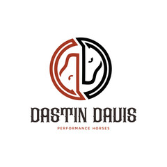 Two horses logo in the shape of the letter O, a simple modern and minimalist logo.