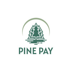 pine tree logo line art vector symbol illustration design, landscape