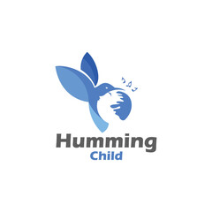abstract humming child logo design