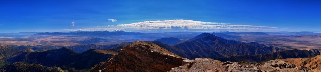 Deseret Peak views hiking by Oquirrh Mountain Range Rocky Mountains, Utah. United States. 