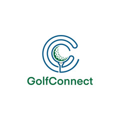 Letter C Golf Logo Concept With Moving Golf Ball