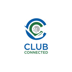 Letter C Golf Logo Concept With Moving Golf Ball