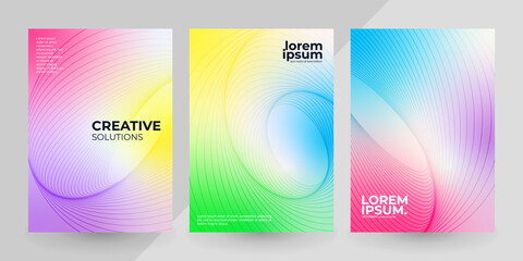 Bright gradient backgrounds with abstract geometric linear shapes for cover design, social media, poster, business concept.	
