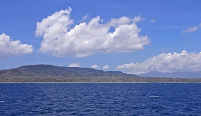 Tropical Island view in the sea and blue sky