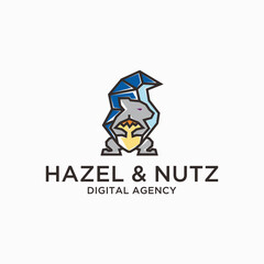 Squirrel and Hazelnuts logo illustration