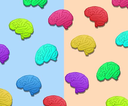 Neurodiversity Concept. Set Of Colored Brain Images
