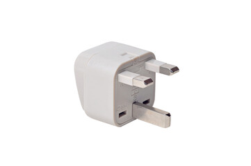 Close-up electrical adapter on white background