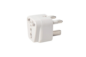 Close-up electrical adapter on white background