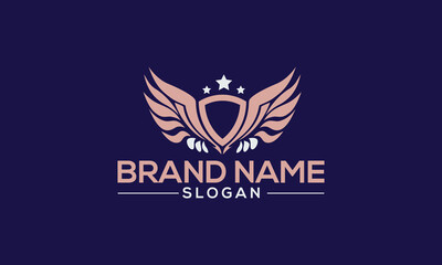 Wing shape brand Logo design with letter logo icon.